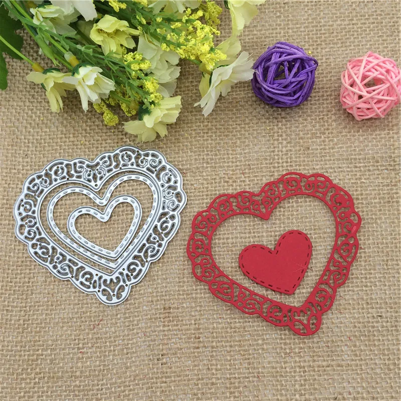 

3 Pcs Love Heart Metal Cutting Dies Stencils for DIY Scrapbooking/photo album Decorative Embossing DIY Paper Cards