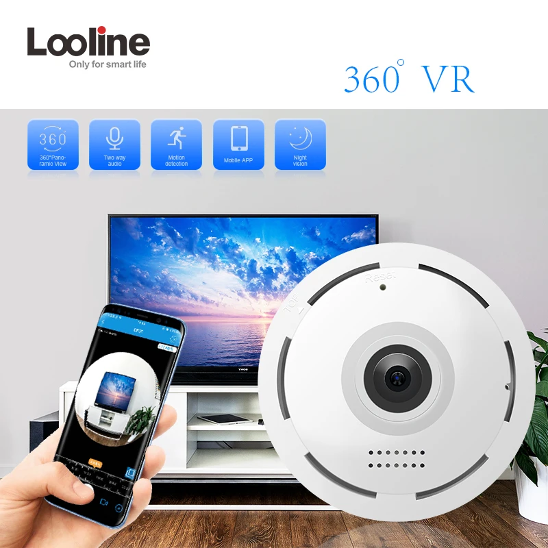 Wifi ip камера 360 градусов VR домашняя панорамная Беспроводная рыбий глаз видео