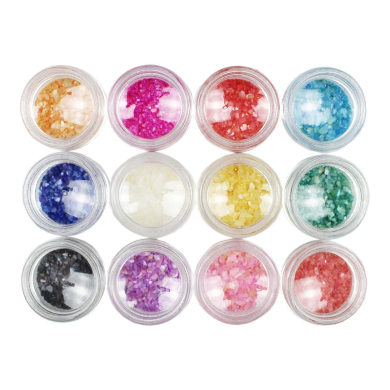 

1set Colorful Shells Chunky Glitter Powder Dust Mix Sequins Caviar Beads Laser Rainbow Strip Flakes Dried Flowers Nail Art Decor