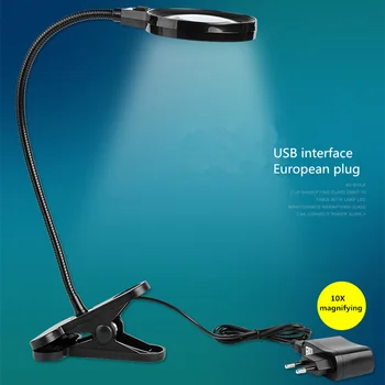 

AIBOULLY ZB667 10X Magnifying Glass LED Light Magnifier Learning Table Lamp Experimental Tool Physical Instrument Metal Hose