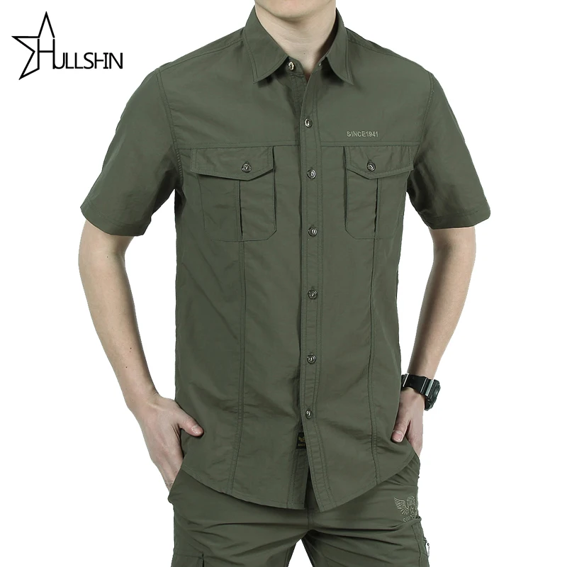 Free Shipping Cotton Short Sleeve Shirts For Mens Plus Size Military Uniform Loose Shirt Cotton ...