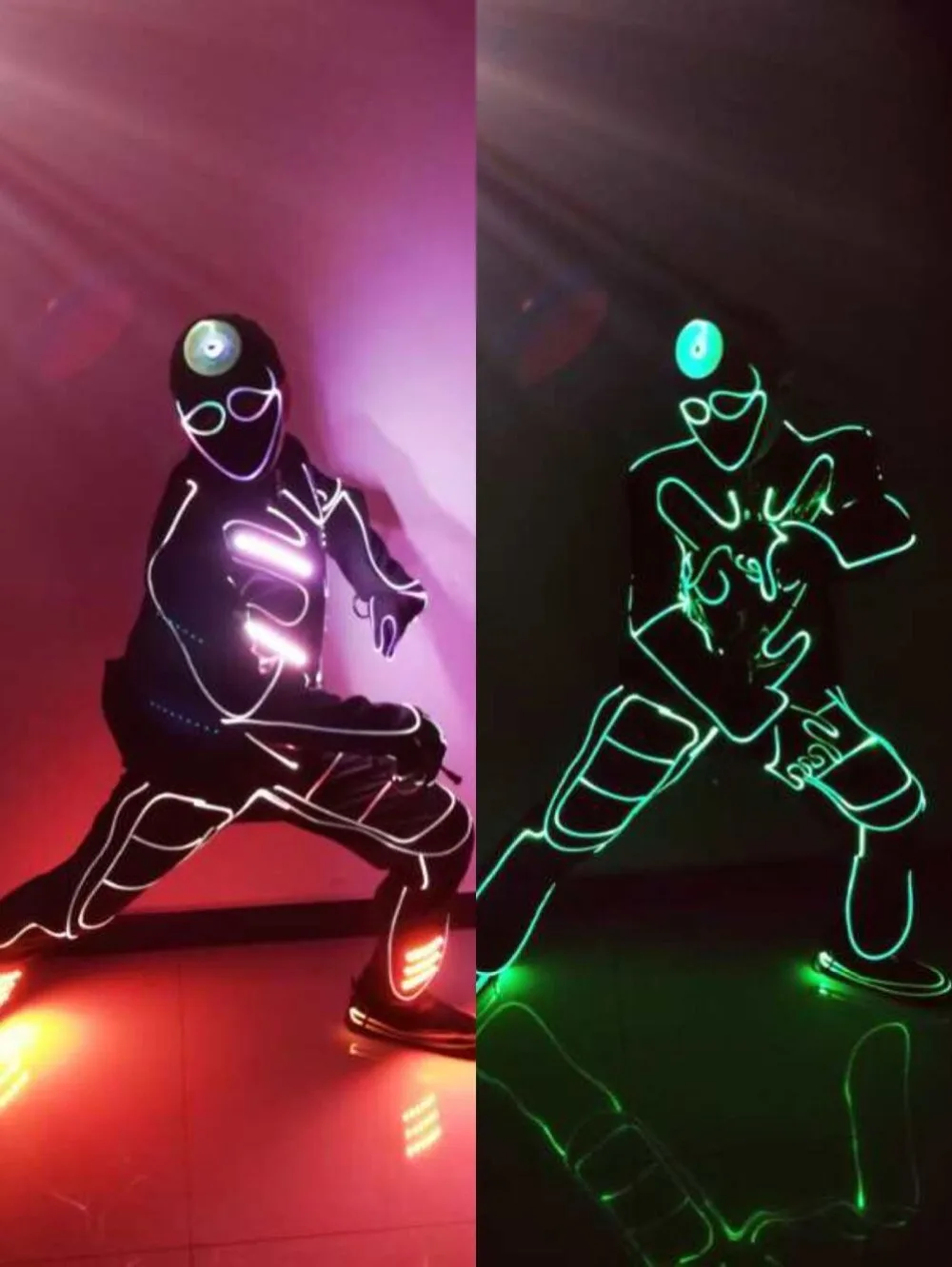 

DMX Program control Optical Fiber LED dance costume Color change LED light Suits LED Robot
