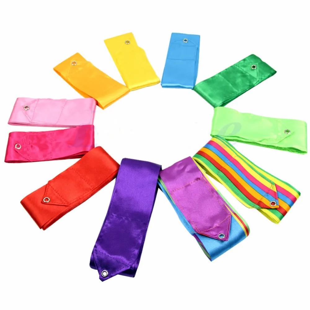 

1pc 7 Colors Polyester Dance Ribbon Multi-color Streamer Training Ballet Twirling Rod Art Gymnastic Colored Ribbon Gym Rhythmic