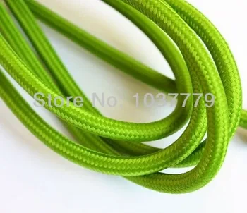 

12meters/lot light green color textile cable fabric wire vintage power cord