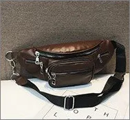 Модная женская поясная сумка на пояс, Кожаная поясная сумка на плечо, нагрудная сумка для путешествий, сумка для телефона, сумка для путешествий, карман на молнии, сумка унисекс - Цвет: Коричневый