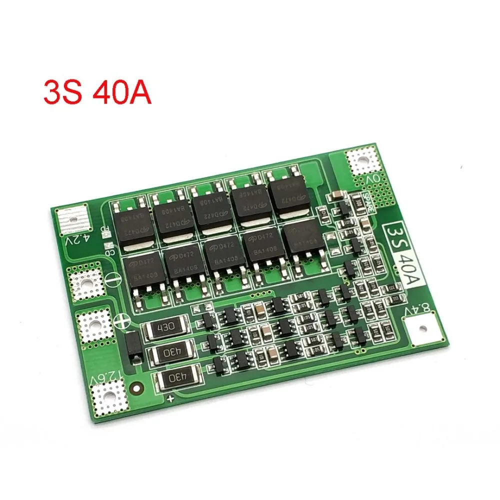 

3S 40A Li-ion Lithium Battery Charger Lipo Cell Module PCB BMS Protection Board For Drill Motor 12.6V With Balance