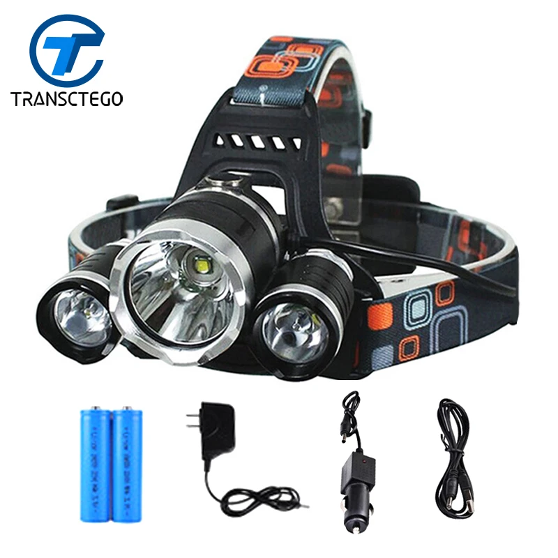 Luz LED la cabeza, linterna de cabeza recargable, luces de pesca portátil, multifunción, T6, batería 18650, 3 LED|3 led headlamp|led headlampheadlamp rechargeable - AliExpress