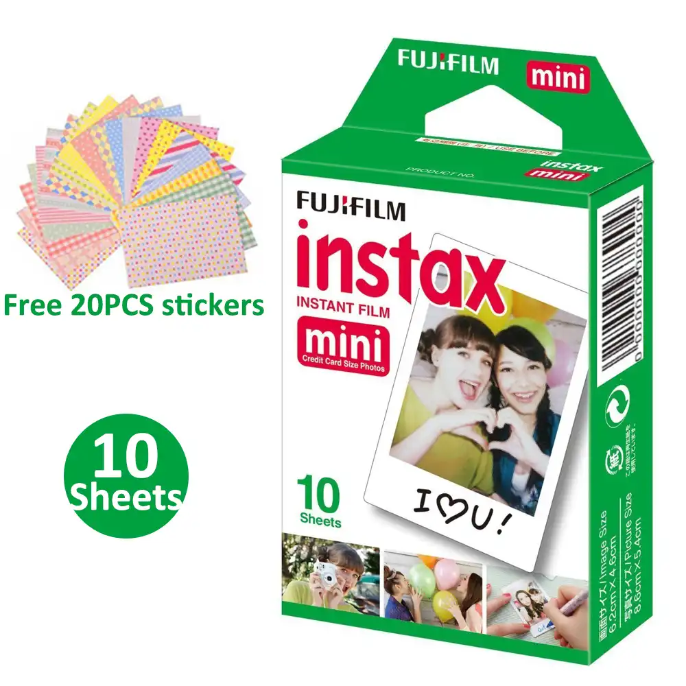 Для Fujifilm Instax Mini 8 7s 25 70 90 camera-пленка Instax Mini 9 films фотобумага + 20 штук бесплатных наклеек - изображение