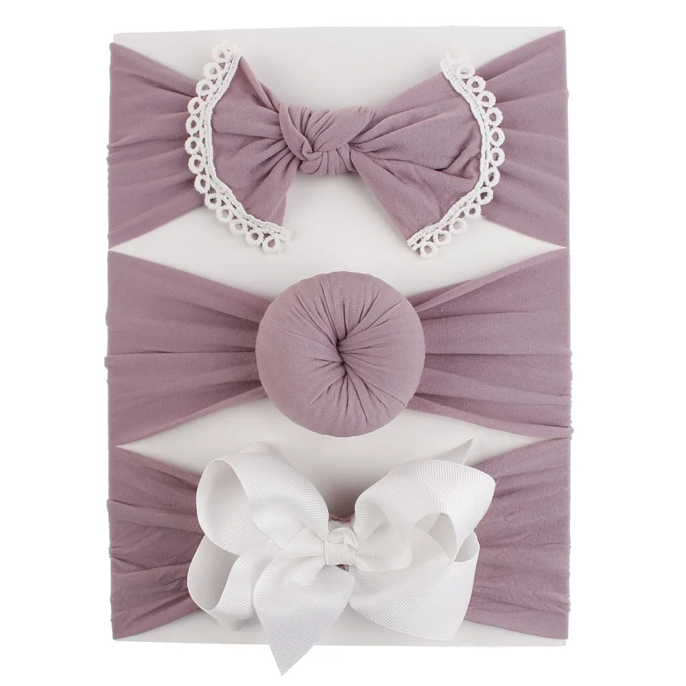 

XDOMI 3PCS/Set Soft Nylon Baby Headbands With Bows For Girls Kids Stretch Fabric Hairbands Round Knot head wrap Hair Accessories