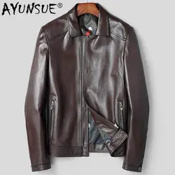 AYUNSUE мужская кожаная куртка козья пальто из натуральной кожи мужские 2019 короткие корейские весенне-осенние кожаные куртки 81B705 KJ2417