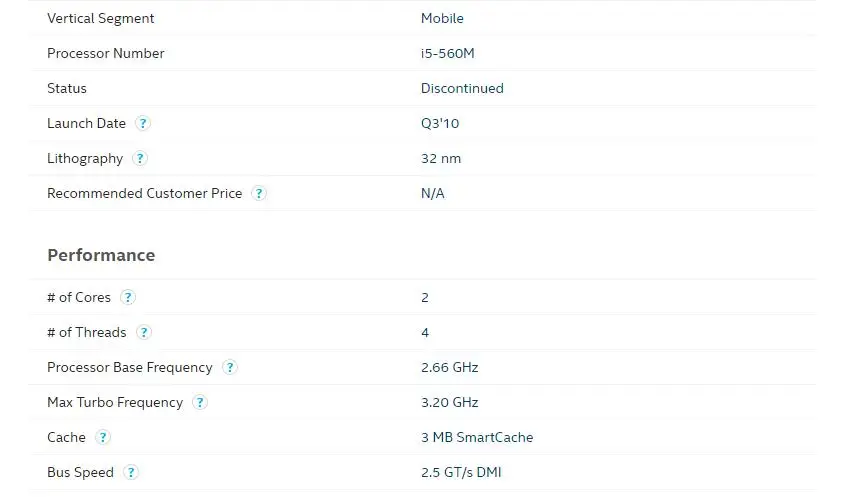 lntel Core i5 560M 2,66 GHz i5-560M двухъядерный процессор PGA988 SLBTS мобильный процессор ноутбук процессор