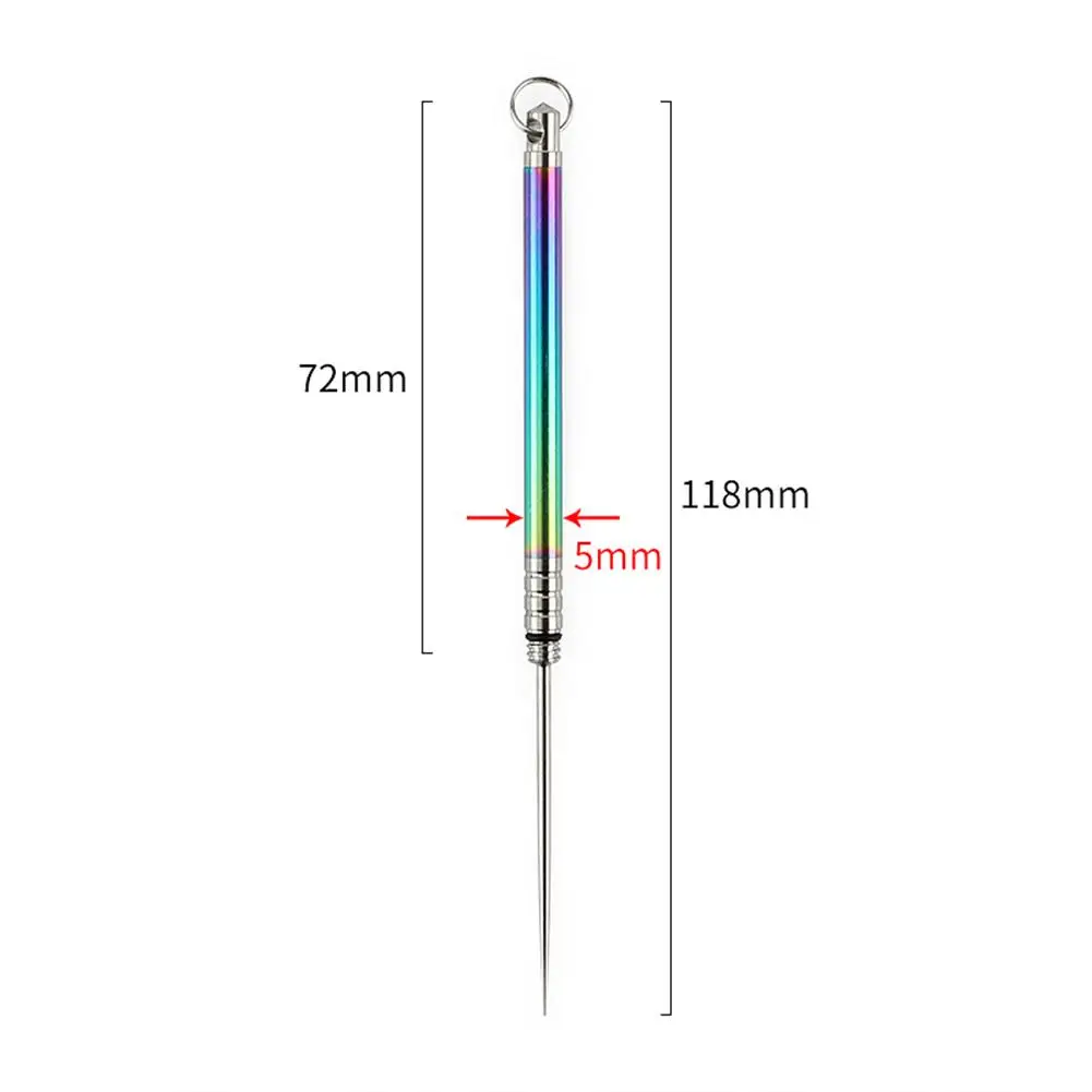 Портативная зубочистка, блестящий титановый сплав, зубочистка, многофункциональная пищевая фруктовая вилка, гаджет для использования на открытом воздухе, водонепроницаемый инструмент для самозащиты
