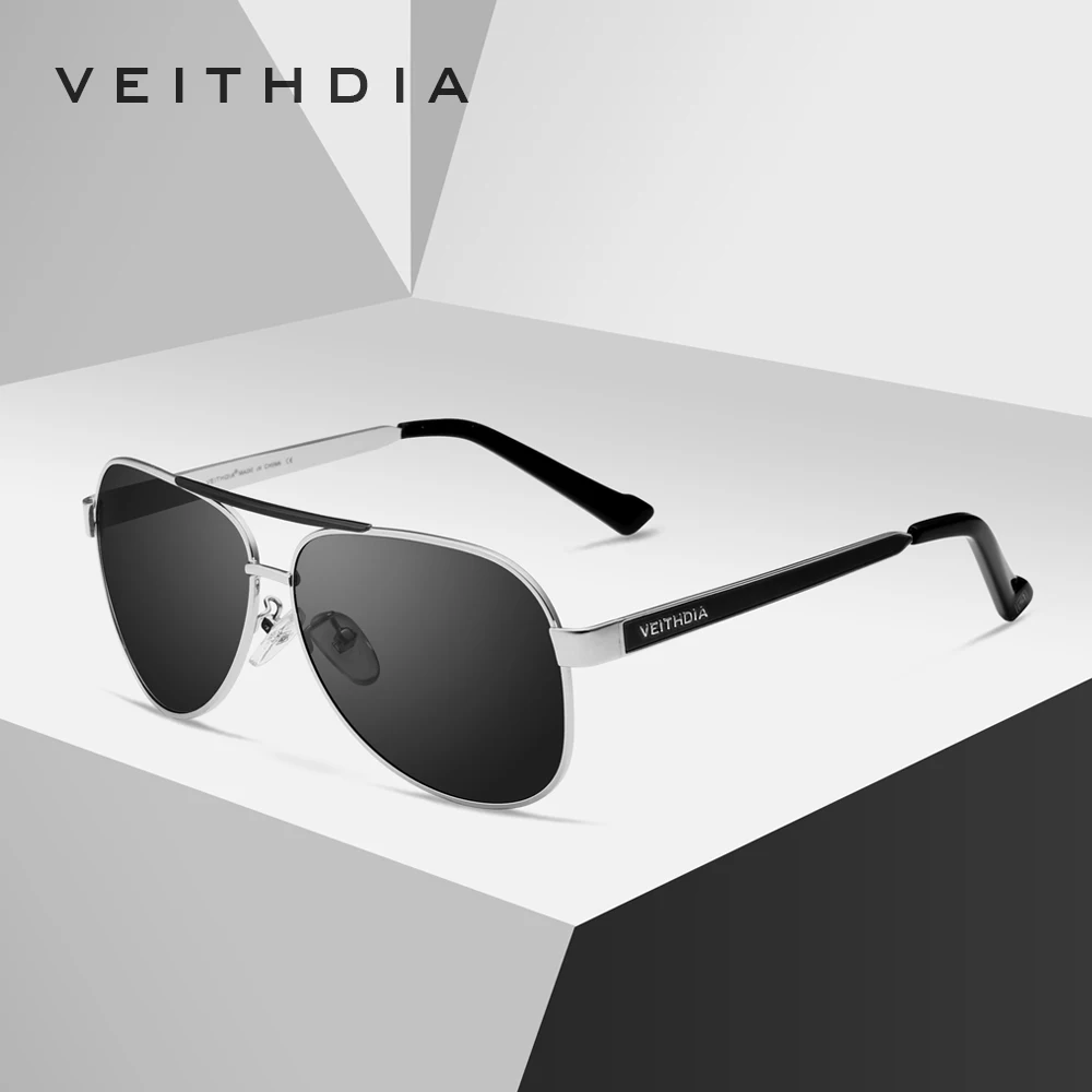 VEITHDIA Classic Brand Polarized Green Lens Mens Sunglasses Stainless