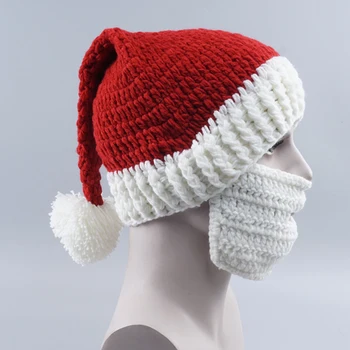 

Custom Santa Hat Winter New Men's Knit Cap Fashion Face Gini Bear Hat Warmer Cap full-headmask Christmas party gift