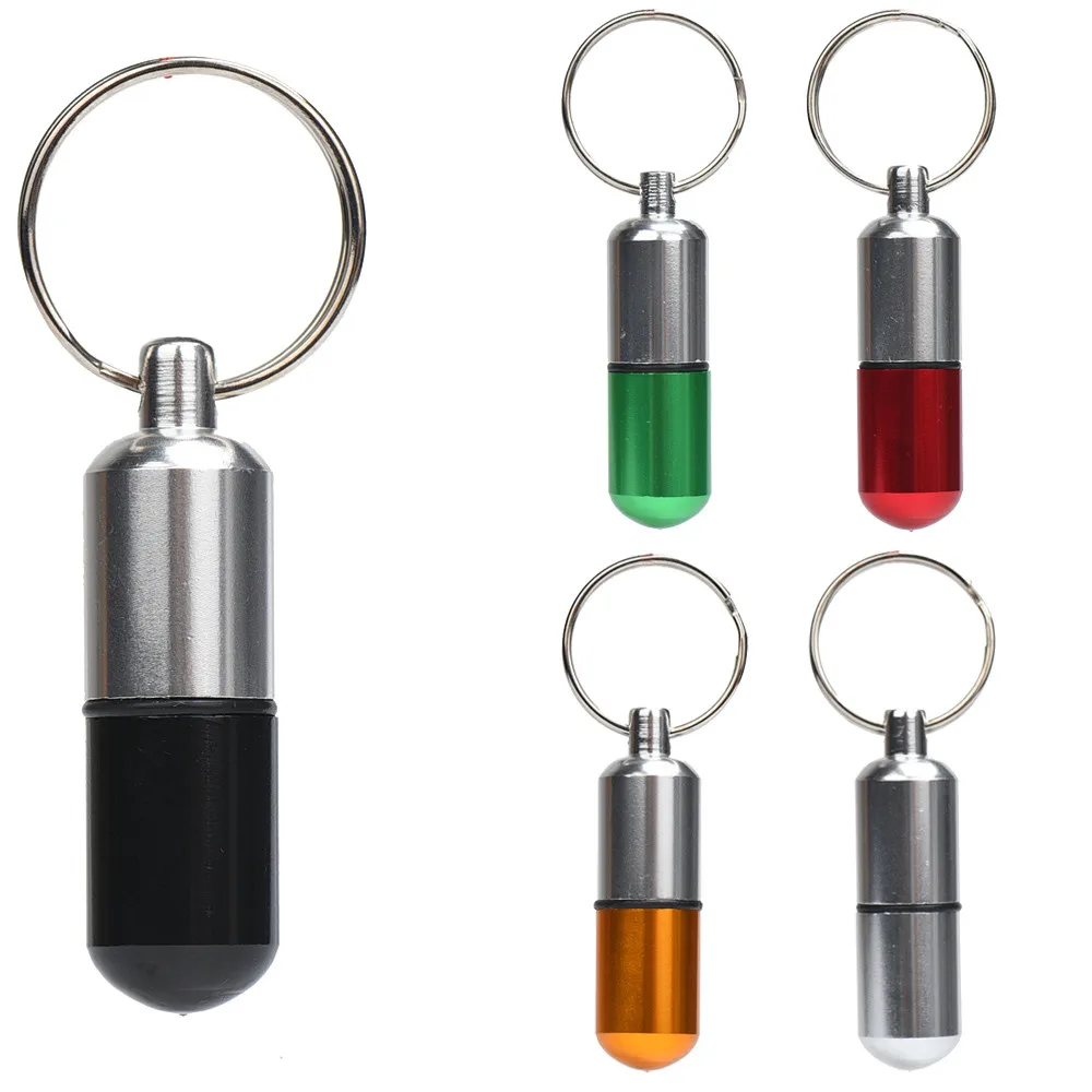 

mountaineering camping survival Edc New Mini Waterproof Aluminum Medicine Pill Box Bottle Holder Container Keychain