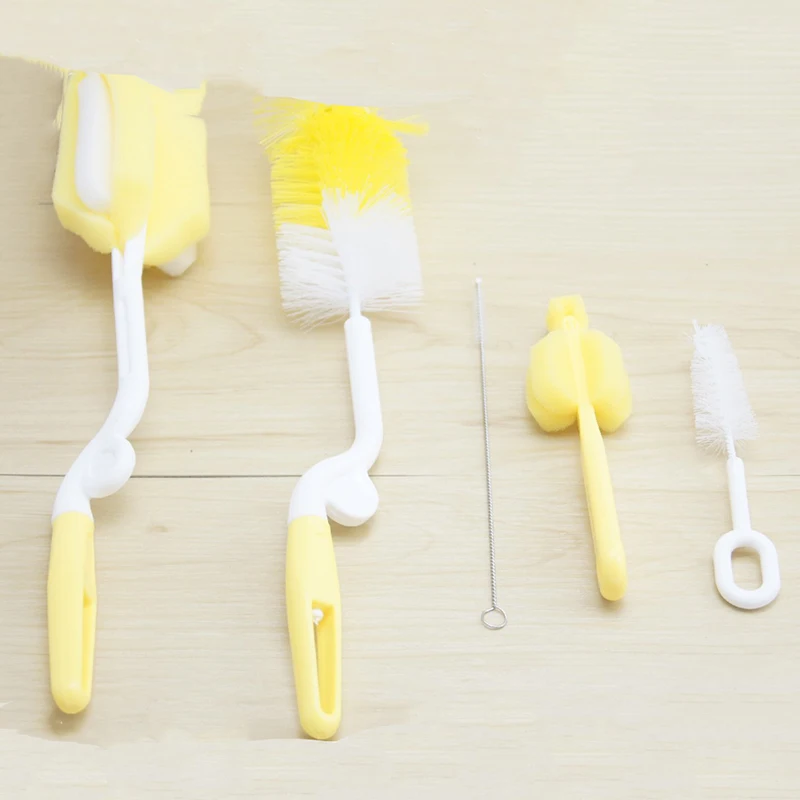 Hot 5Pcs/Set Baby Feeding Pacifiers Child Multifunction Portable Handly Nylon Sponge Nozzle Spout Tube Cleaning |