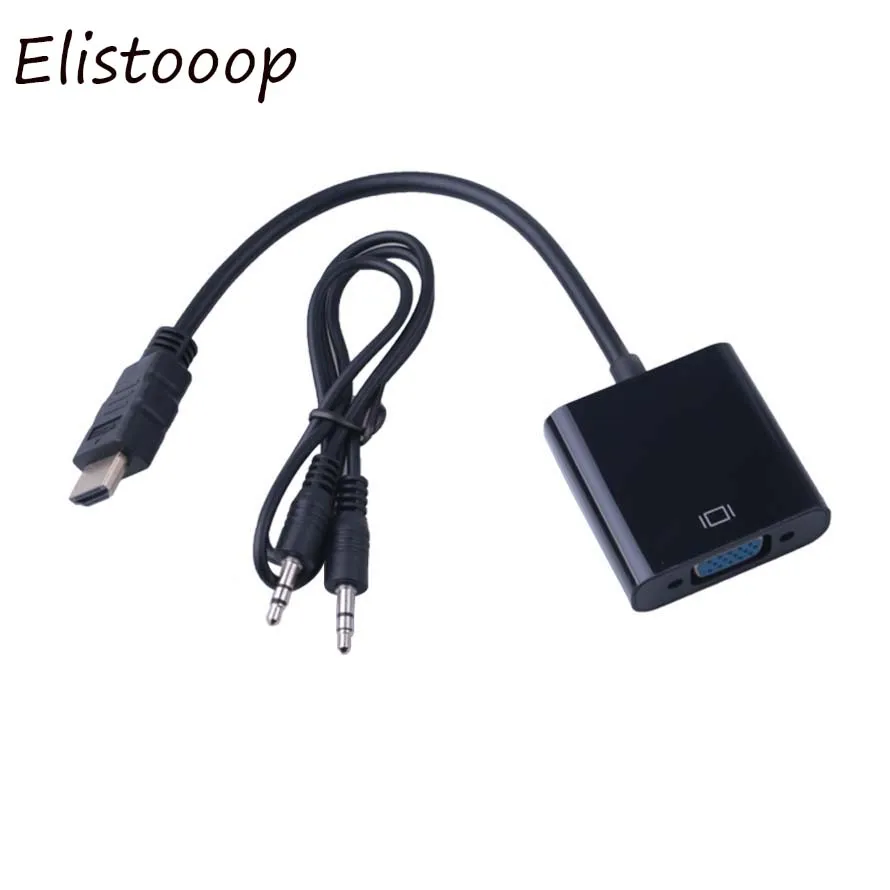 

Elistooop Male to Female HDMI VGA Video adaptor HDTV CRT Monitor TV for XBOX 360 PS3 HDMI to VGA 3.5mm plug Audio Cable