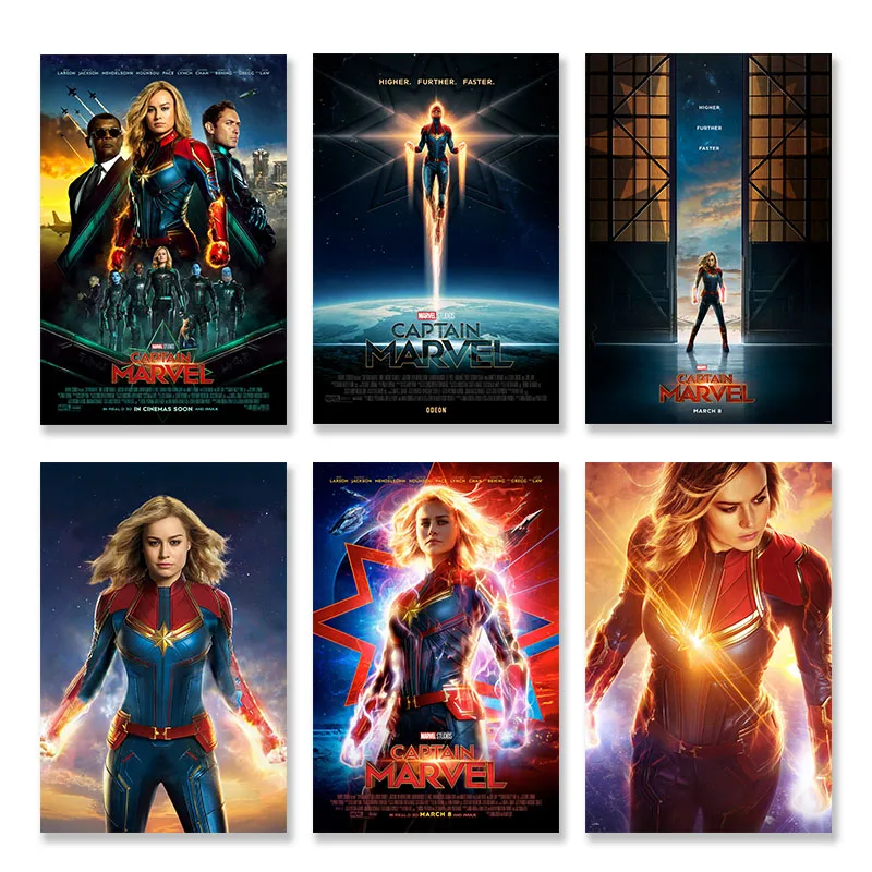 

2019 Captain Marvel Movie Superhero Silk Poster Wall Art for Living Room Bedroom Decorating Picture Home Decor