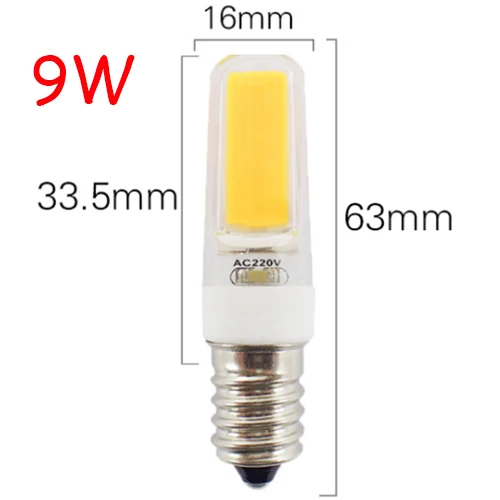 E14 светодиодный COB лампочка 220 в 240 В кукурузная лампочка люстра Свеча светодиодный светильник капсульные лампы заменить галогенные лампы холодильник морозильник Домашний Светильник ing - Испускаемый цвет: COB 9W