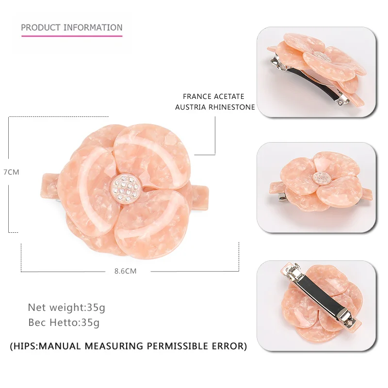 Buena французский из ацетатной ткани, в форме цветка, заколка для волос, заколка Александр классический Стиль камелии Заколки для волос рисунком; аксессуары для волос AS5085 - Цвет: big pink