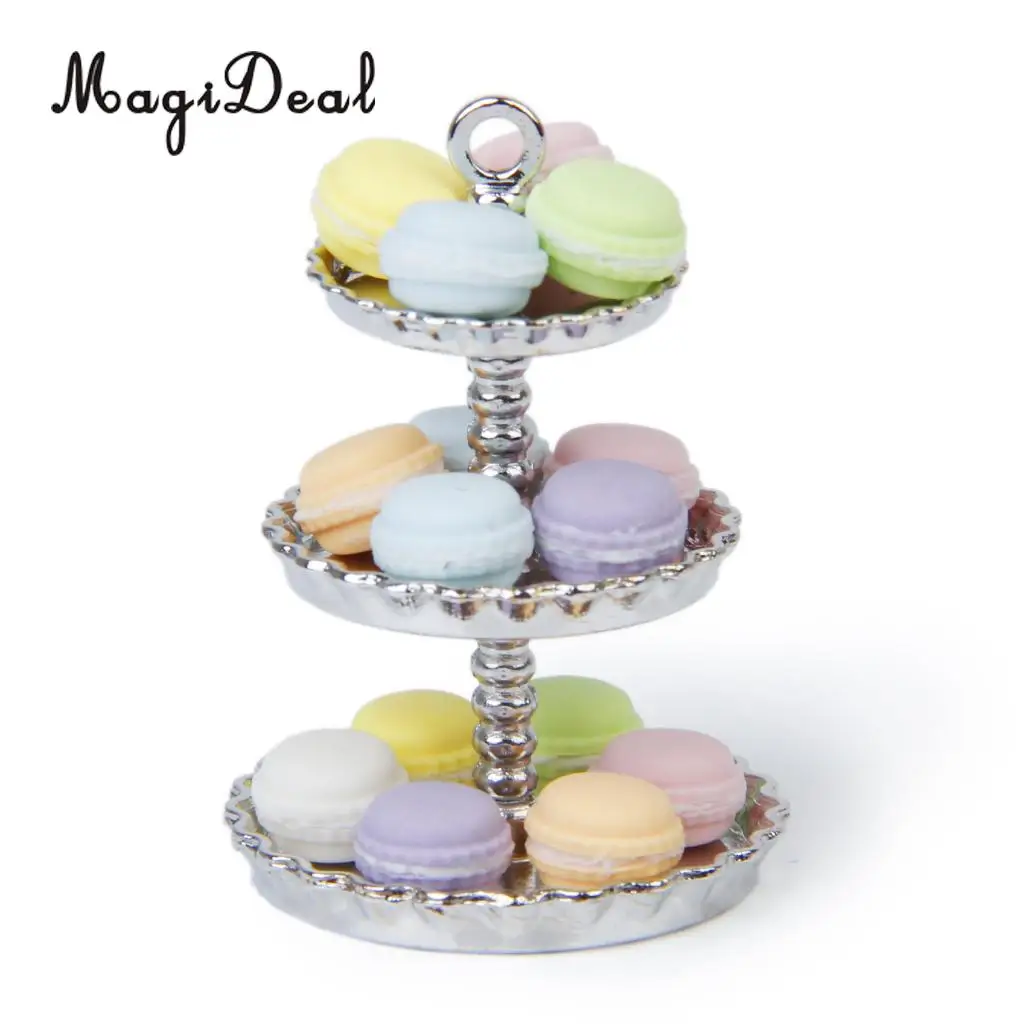 1:12 Dolls House White 3 Tier Metal Cake Bakery Fruit Dessert Snack Rack Display Stand Miniature Furniture Accessory Decor Toy