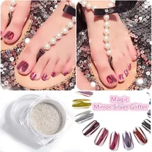 1 коробка, сделай сам, волшебное зеркало, серебряный блеск для ногтей, блестящий порошок, мерцающий дизайн ногтей, хромированная пыль, Nailart, маникюр, УФ-Гель-лак, инструмент для украшения