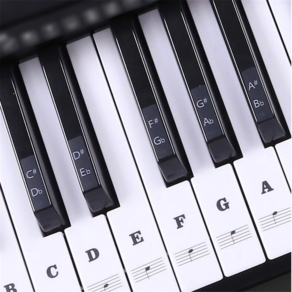 Прозрачный 54 61 88 ключей электронная клавиатура ключ наклейка пианино Stave Примечание наклейка для белых ключей