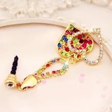 Модный стиль цветной Алмазный дизайн в форме сердца мобильный телефон ушной колпачок Пылезащитная заглушка для iPhone Android 3,5 мм Пылезащитная заглушка