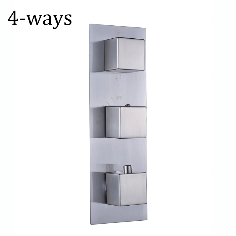 Brushed Nickel Concealed Thermostatic Mixer Valve Three Handle Shower Control Valve Control Water Temperature