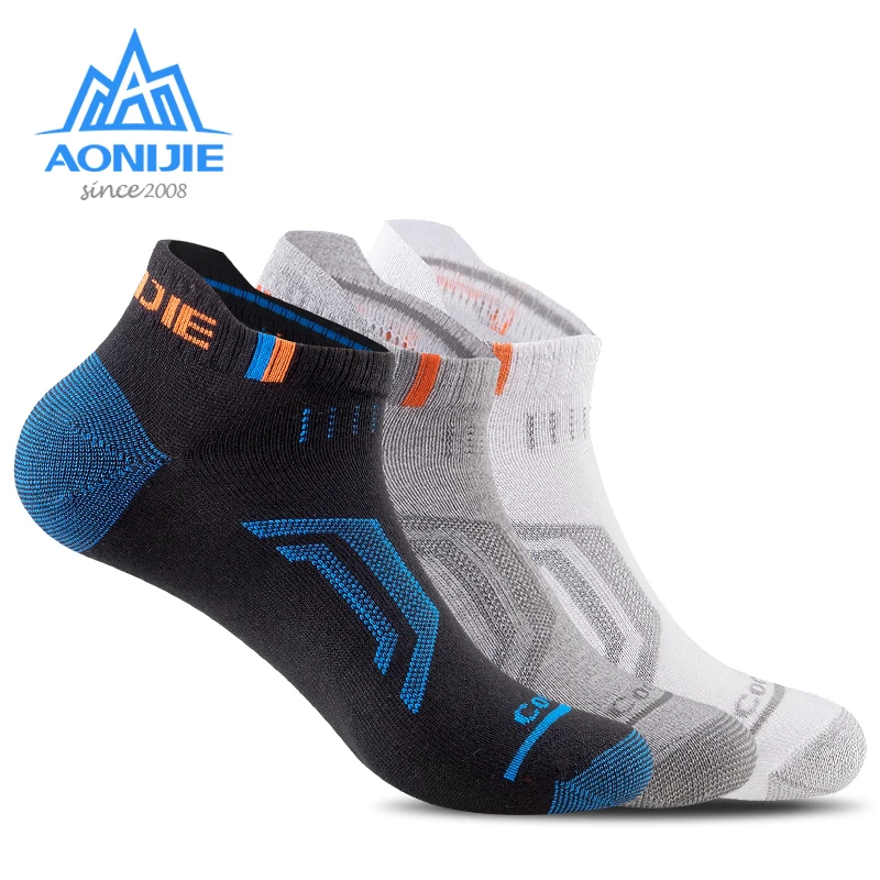 

3 Pairs AONIJIE Outdoor Running Socks Athletic Performance Tab Training Cushion Low Show Compression Socks Walking E4101