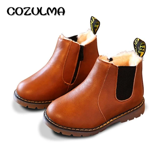 US $7.88 COZULMA Autumn Winter Boys Girls Sneakers Kids Sneakers Child Boys Girls Martin Boots Handmade Leat