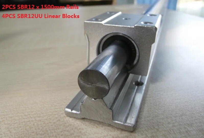 

2pcs SBR12-1500mm support rail linear guide+4pcs SBR12UU linear blocks for cnc router