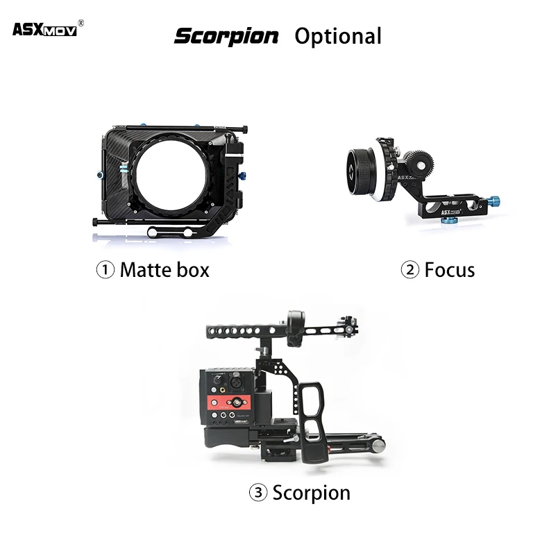 ASXMOV-Scorpion плечевой держатель видео стабилизатор Матовая коробка DSLR камера установка для sony A7R2/A7S2/A72 для Panasonic GH5/GH4 - Цвет: with matte box focus