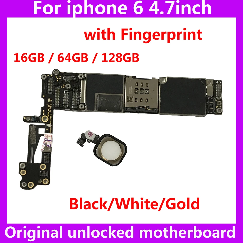 Для iphone 6 оригинальная материнская плата 16 Гб 64 128 ГБ разблокированная с/без Touch ID