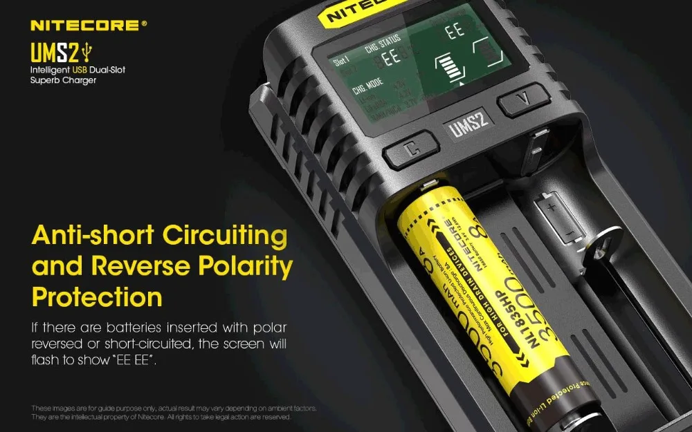 NITECORE UMS2 UMS4 UM2 UM4 интеллигентая(ый) устройство быстрой зарядки для 18650 16340 21700 20700 22650 26500 18350 батареек АА Батарея Зарядное устройство