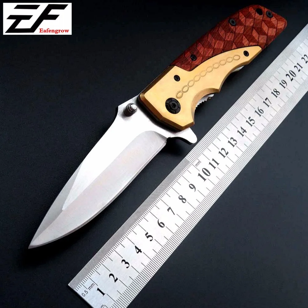

Eafengrow DA77 Folding 440C blade Tactical Knife Pocket Hunting Camping Knife Red Wood Handle Survival Outdoor Tool Knife