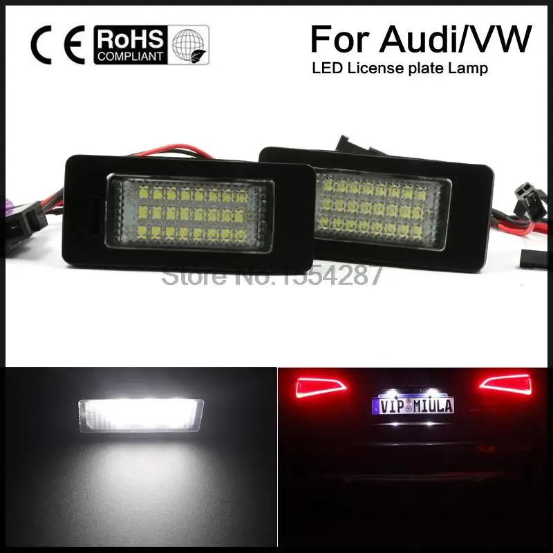 2pcs License Plate Light 24 SMD LED kit No Error fit for Audi A4 B8 S4