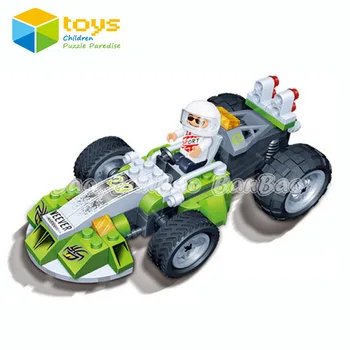 

hot building blocks assembled pull back car puzzle Children kids game toys racing truck ABS DIY 3D powerful gift free shipping