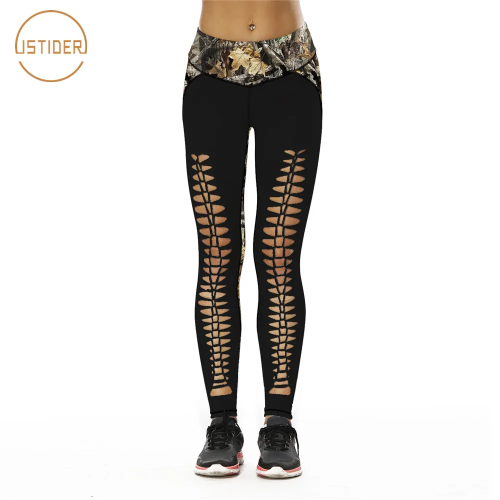 

ISTider 2018 Summer New High Quality Fitness Legging 3D Printed Realtree Leggings Women Hollow Out High Waist Yuga Pants Legins