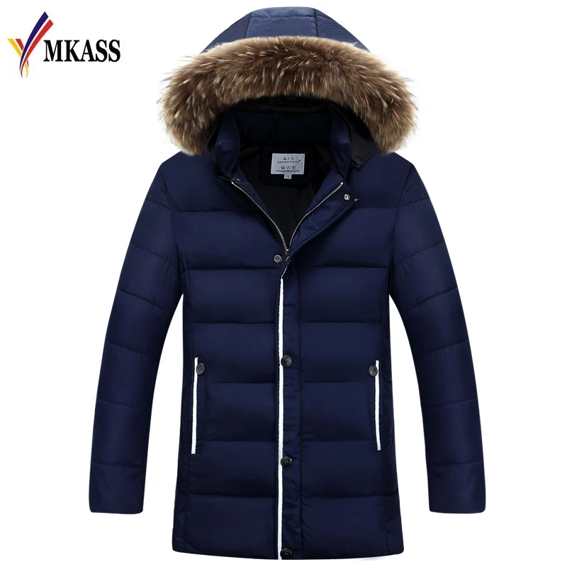 

Brand MKASS 2017 Winter Jacket Men Fashion Design Big Fur Hooded Men's Long Down Jacket Coat male Manteau Homme Hiver M-4XL