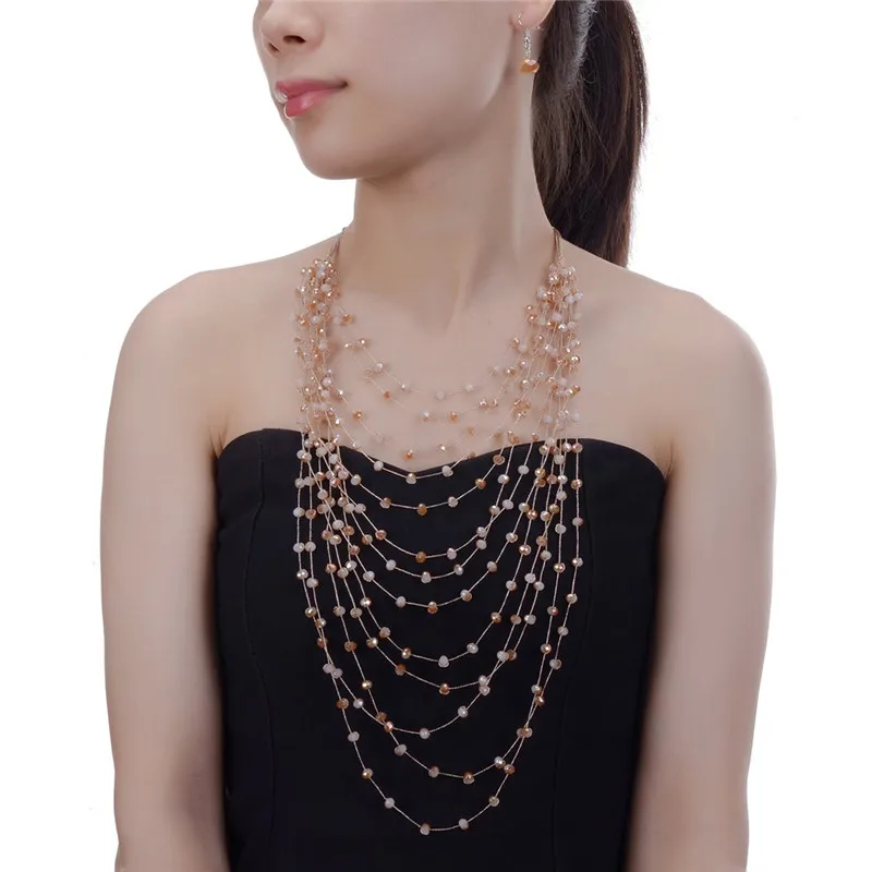 Goede JEROLLN Mode sieraden Sets Vrouwen Bohemen Gelaagde Choker Ketting Armband Sets Kim Kardashian Verklaring sieraden Bijoux femme