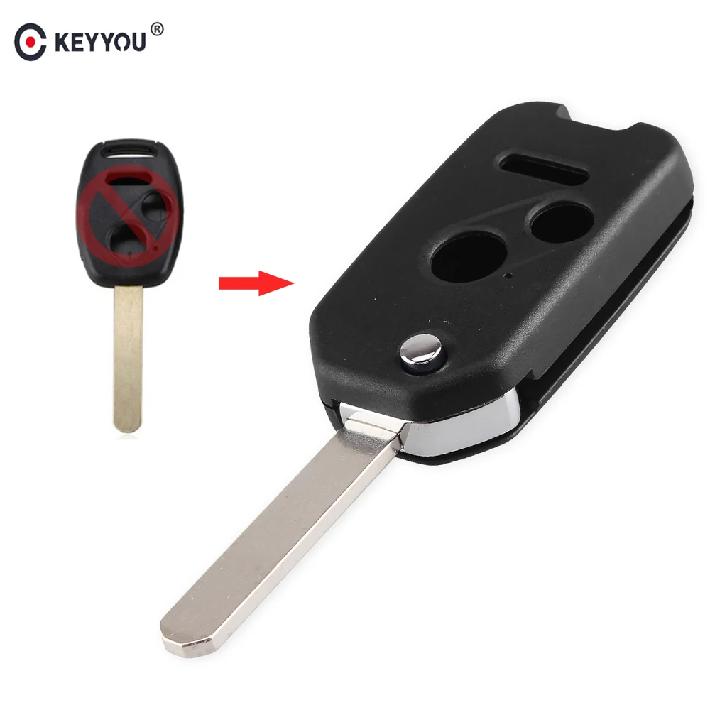 Чехол для ключей KEYYOU 2 + 1 с 3 кнопками и откидной крышкой Honda Accord Odyssey Rigeline CRV Civic Pilot