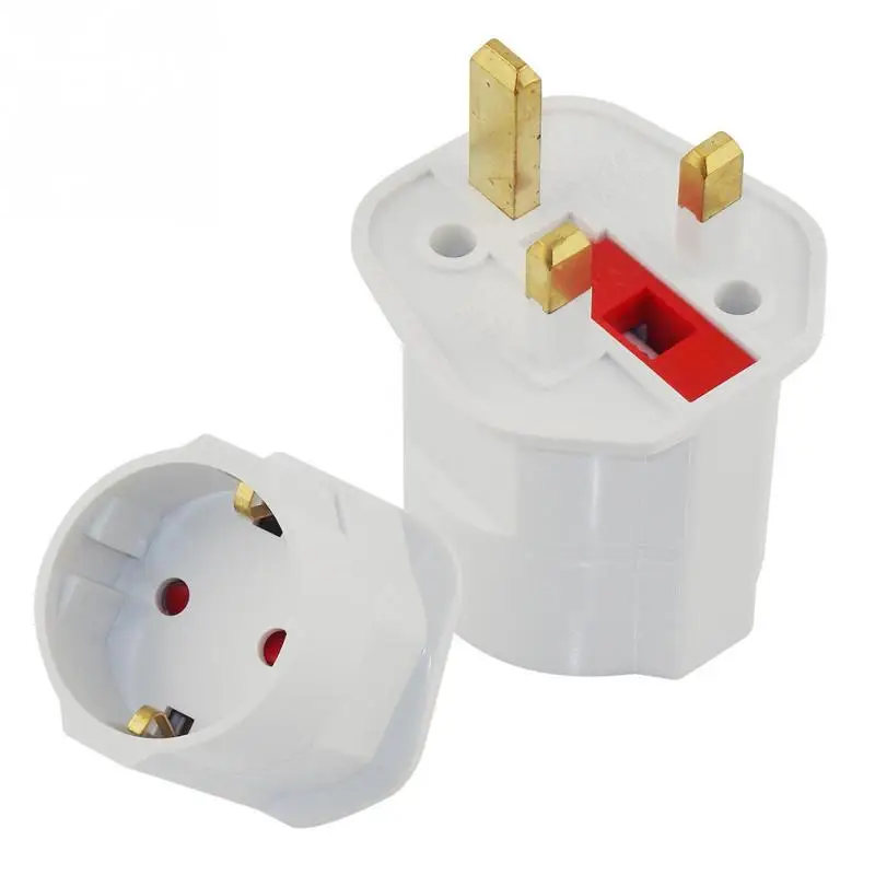 

European 2 Pin to UK 3 Pin Plug Change-over Adapter Euro EU Adapter Electrical Power Sockets Plug Travel Charger Converter &