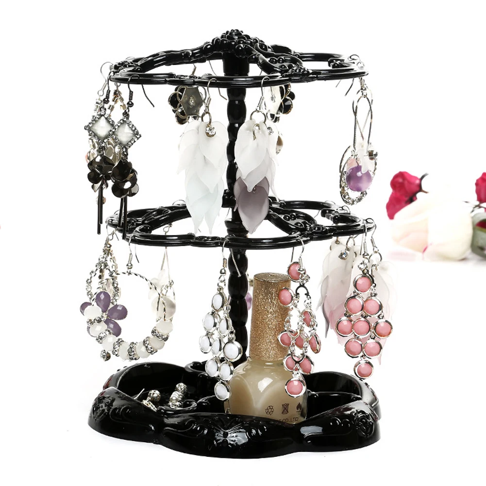 Buy Chic Rose Pattern Earring Necklace Jewelry Holder Stand Display 3 Layers
