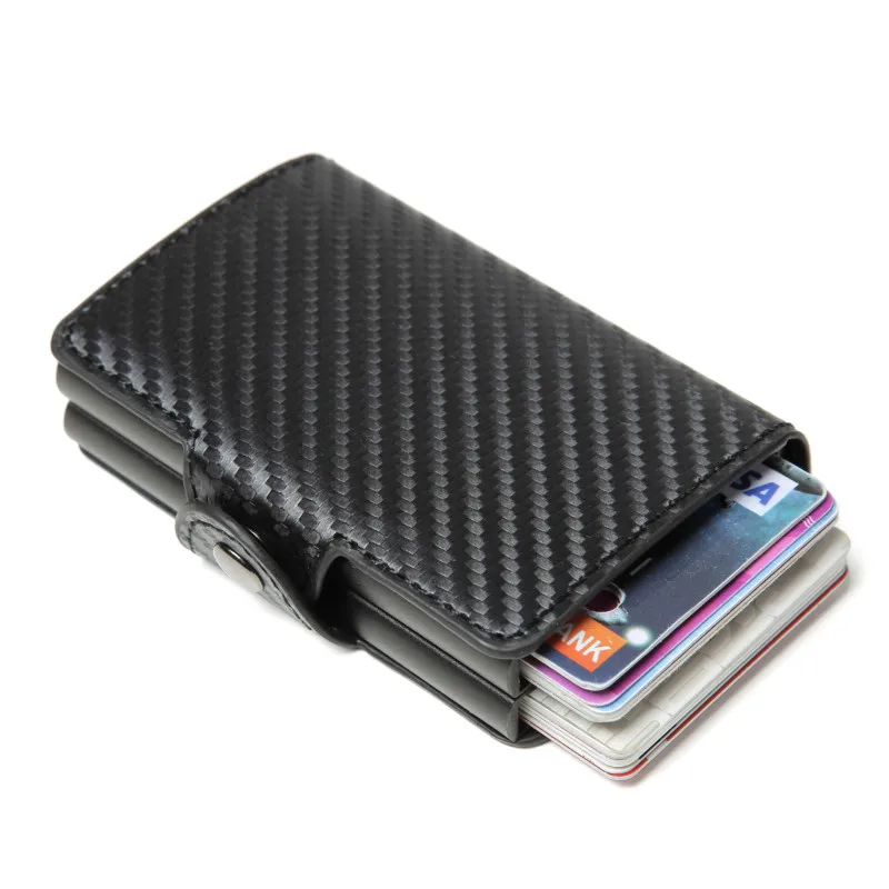 

2019 Men And Women Double Box RFID Credit Card Holder Business Card Case PU Leather Metal Aluminum Fashion Card Wallet