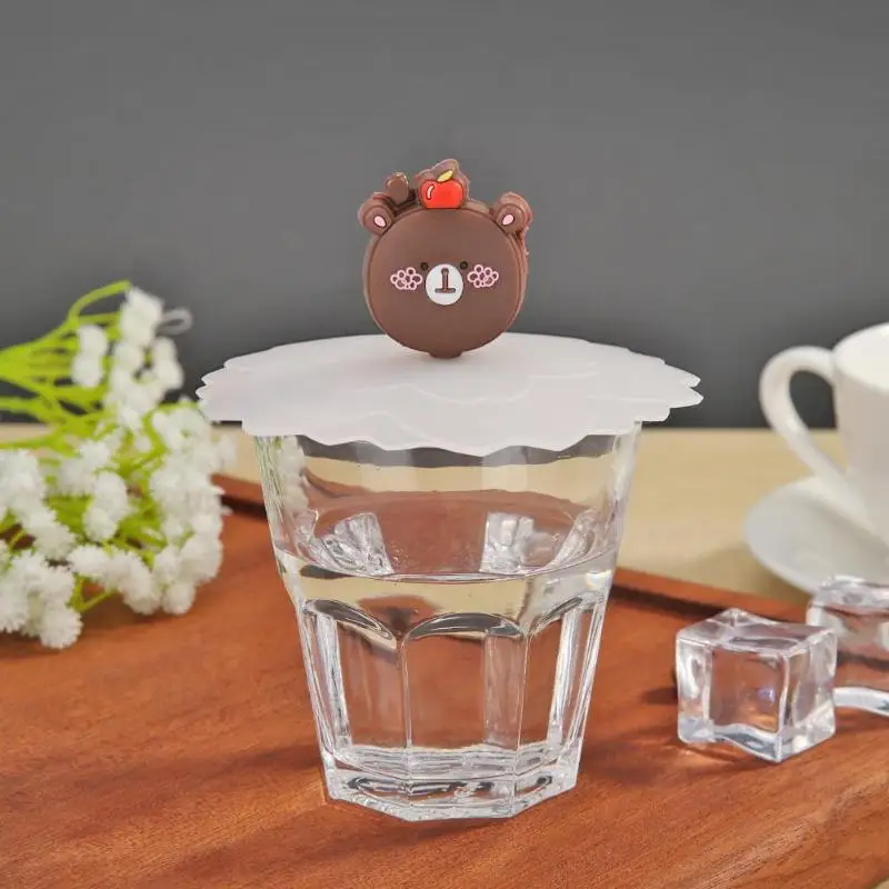 Heat Resistant Transparent Cherry Blossom Creative Cartoon Silicone Cup Cap