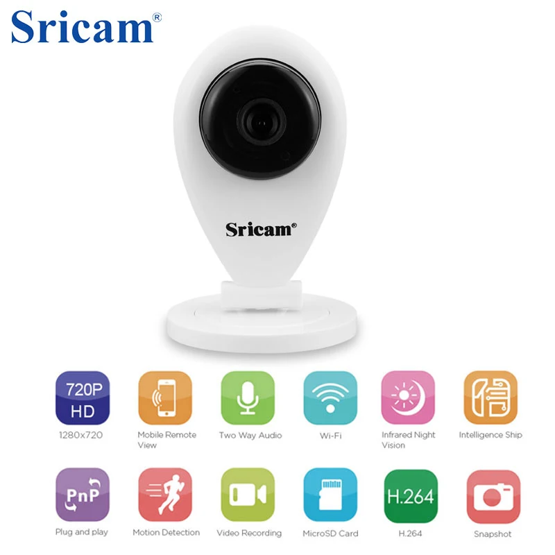 

Sricam Free Shipping EU Smart Onvif Motion Detection CCTV Security Wireless WIFI IP Camera HD 720P WI-FI P2P Mini Baby Monitor