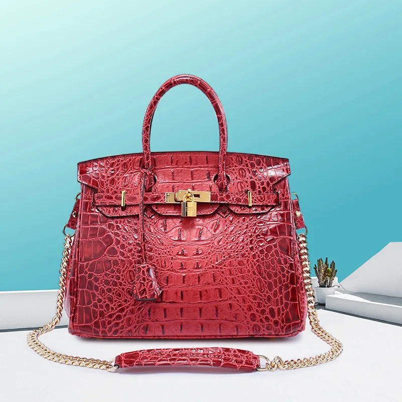 

Designer Totes Crocodile Pattern Genuine Leather Handbags