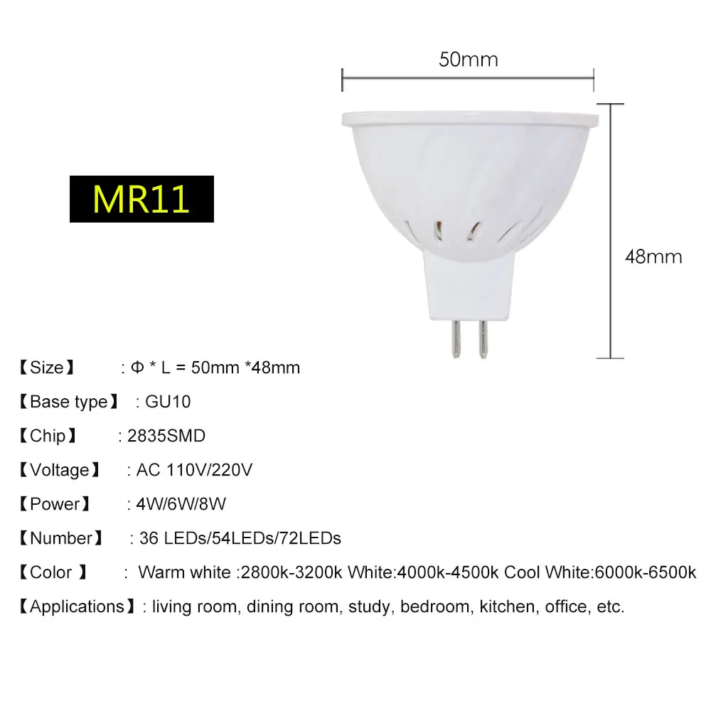 Светодиодная лампа gu10 mr16 e27 gu5.3 220 В 110 4 Вт 6 8 smd 2835|light bulb gu10|led light gu10bulb |
