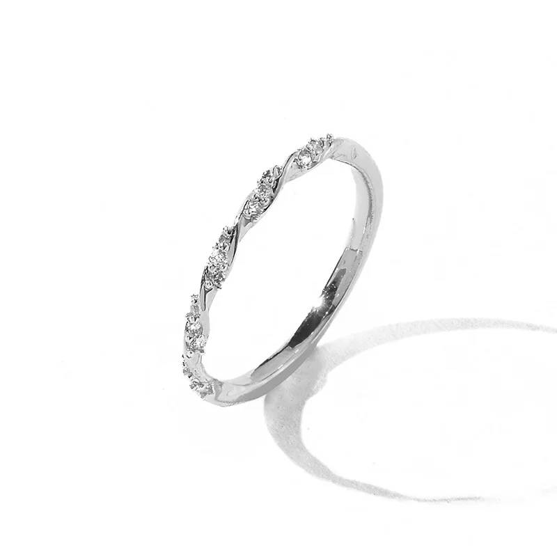 Новое креативное переплетенное розовое золото Серебряное кольцо со звездами твист циркониевые кольца украшение для свадьбы помолвки кольцо для женщин девочек - Цвет основного камня: silver-
